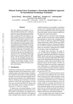 Efficient Technical Term Translation: A Knowledge Distillation Approach
  for Parenthetical Terminology Translation