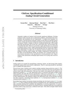 CktGen: Specification-Conditioned Analog Circuit Generation