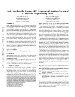 Understanding the Human-LLM Dynamic: A Literature Survey of LLM Use in
  Programming Tasks