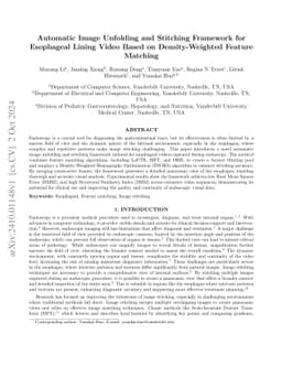 Automatic Image Unfolding and Stitching Framework for Esophageal Lining
  Video Based on Density-Weighted Feature Matching