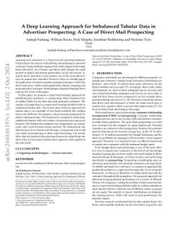 A Deep Learning Approach for Imbalanced Tabular Data in Advertiser
  Prospecting: A Case of Direct Mail Prospecting