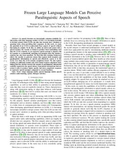 Frozen Large Language Models Can Perceive Paralinguistic Aspects of
  Speech