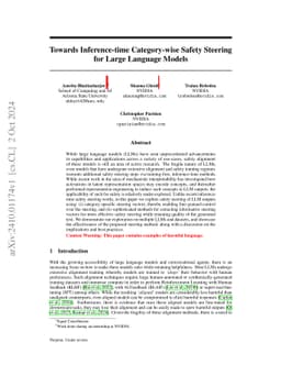 Towards Inference-time Category-wise Safety Steering for Large Language
  Models