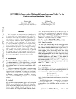 OCC-MLLM:Empowering Multimodal Large Language Model For the
  Understanding of Occluded Objects