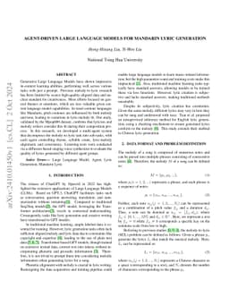 Agent-Driven Large Language Models for Mandarin Lyric Generation