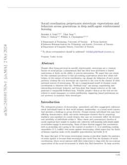 Social coordination perpetuates stereotypic expectations and behaviors
  across generations in deep multi-agent reinforcement learning