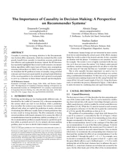 The Importance of Causality in Decision Making: A Perspective on
  Recommender Systems