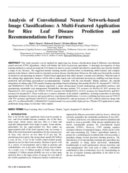 Analysis of Convolutional Neural Network-based Image Classifications: A
  Multi-Featured Application for Rice Leaf Disease Prediction and
  Recommendations for Farmers