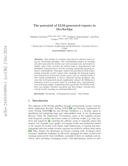 The potential of LLM-generated reports in DevSecOps