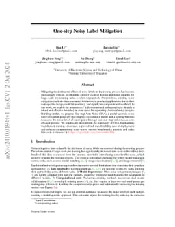 One-step Noisy Label Mitigation