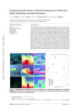 Learning from the Giants: A Practical Approach to Underwater Depth and
  Surface Normals Estimation