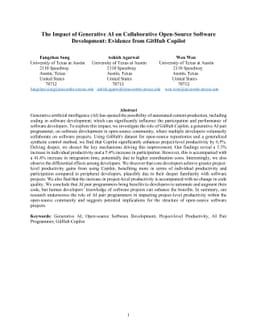The Impact of Generative AI on Collaborative Open-Source Software
  Development: Evidence from GitHub Copilot