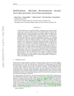 HATFormer: Historic Handwritten Arabic Text Recognition with Transformers