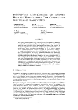 Unsupervised Meta-Learning via Dynamic Head and Heterogeneous Task
  Construction for Few-Shot Classification