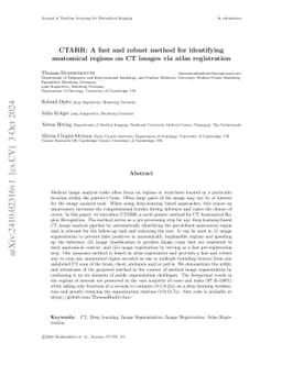 CTARR: A fast and robust method for identifying anatomical regions on CT
  images via atlas registration