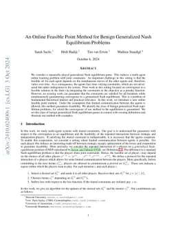 An Online Feasible Point Method for Benign Generalized Nash Equilibrium
  Problems