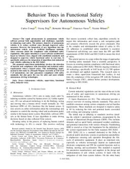 Behavior Trees in Functional Safety Supervisors for Autonomous Vehicles