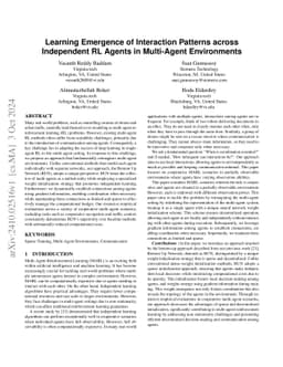 Learning Emergence of Interaction Patterns across Independent RL Agents
  in Multi-Agent Environments