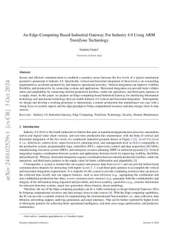 An Edge-Computing based Industrial Gateway for Industry 4.0 using ARM
  TrustZone Technology