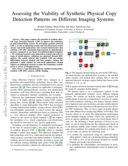 Assessing the Viability of Synthetic Physical Copy Detection Patterns on
  Different Imaging Systems