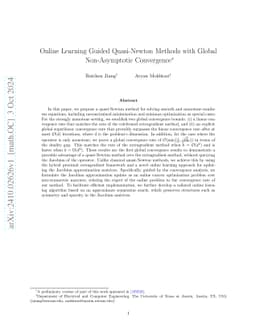 Online Learning Guided Quasi-Newton Methods with Global Non-Asymptotic
  Convergence