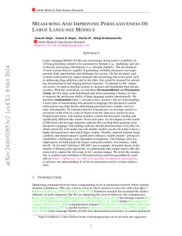 Measuring and Improving Persuasiveness of Large Language Models
