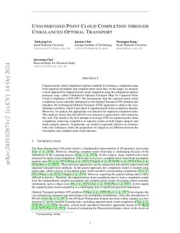 Unsupervised Point Cloud Completion through Unbalanced Optimal Transport