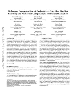 EinDecomp: Decomposition of Declaratively-Specified Machine Learning and
  Numerical Computations for Parallel Execution