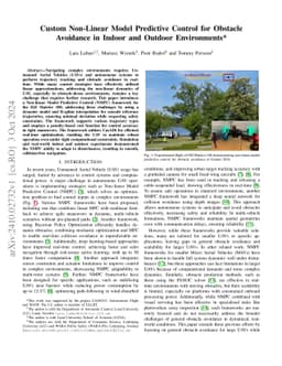 Custom Non-Linear Model Predictive Control for Obstacle Avoidance in
  Indoor and Outdoor Environments