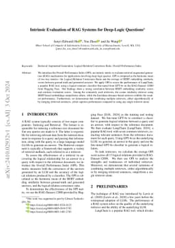 Intrinsic Evaluation of RAG Systems for Deep-Logic Questions