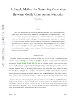 A Simple Method for Secret-Key Generation Between Mobile Users Across
  Networks