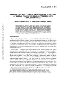 Learning Optimal Control and Dynamical Structure of Global Trajectory Search Problems with Diffusion Models