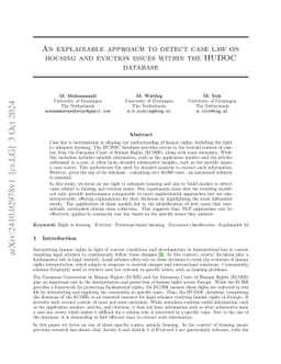 An explainable approach to detect case law on housing and eviction
  issues within the HUDOC database