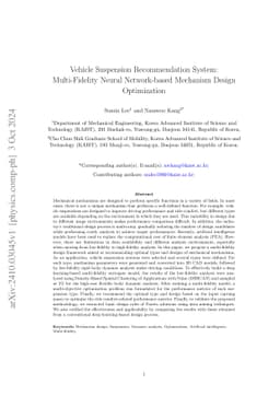 Vehicle Suspension Recommendation System: Multi-Fidelity Neural
  Network-based Mechanism Design Optimization