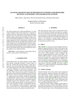Analysis and Detection of Differences in Spoken User Behaviors between
  Autonomous and Wizard-of-Oz Systems