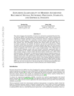 Exploring Learnability in Memory-Augmented Recurrent Neural Networks:
  Precision, Stability, and Empirical Insights