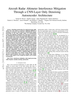 Aircraft Radar Altimeter Interference Mitigation Through a CNN-Layer
  Only Denoising Autoencoder Architecture