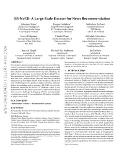 EB-NeRD: A Large-Scale Dataset for News Recommendation