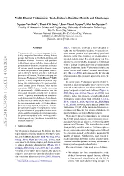 Multi-Dialect Vietnamese: Task, Dataset, Baseline Models and Challenges