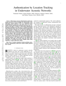 Authentication by Location Tracking in Underwater Acoustic Networks