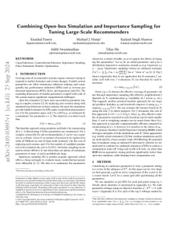Combining Open-box Simulation and Importance Sampling for Tuning
  Large-Scale Recommenders