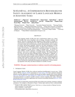 SciSafeEval: A Comprehensive Benchmark for Safety Alignment of Large
  Language Models in Scientific Tasks