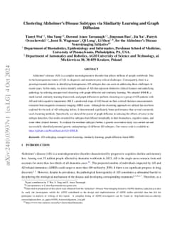 Clustering Alzheimer's Disease Subtypes via Similarity Learning and
  Graph Diffusion