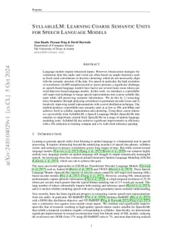 SyllableLM: Learning Coarse Semantic Units for Speech Language Models