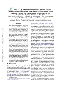 GlobeSumm: A Challenging Benchmark Towards Unifying Multi-lingual,
  Cross-lingual and Multi-document News Summarization