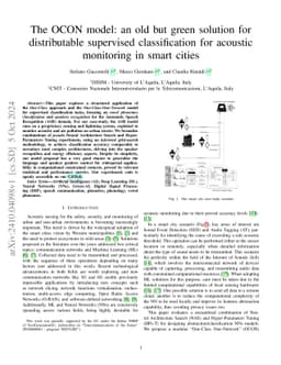 The OCON model: an old but green solution for distributable supervised
  classification for acoustic monitoring in smart cities