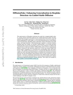 DiffusionFake: Enhancing Generalization in Deepfake Detection via Guided
  Stable Diffusion