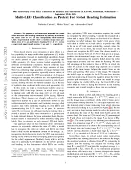 Multi-LED Classification as Pretext For Robot Heading Estimation