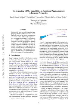 On Evaluating LLMs' Capabilities as Functional Approximators: A Bayesian
  Perspective