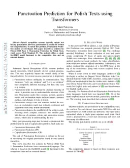 Punctuation Prediction for Polish Texts using Transformers